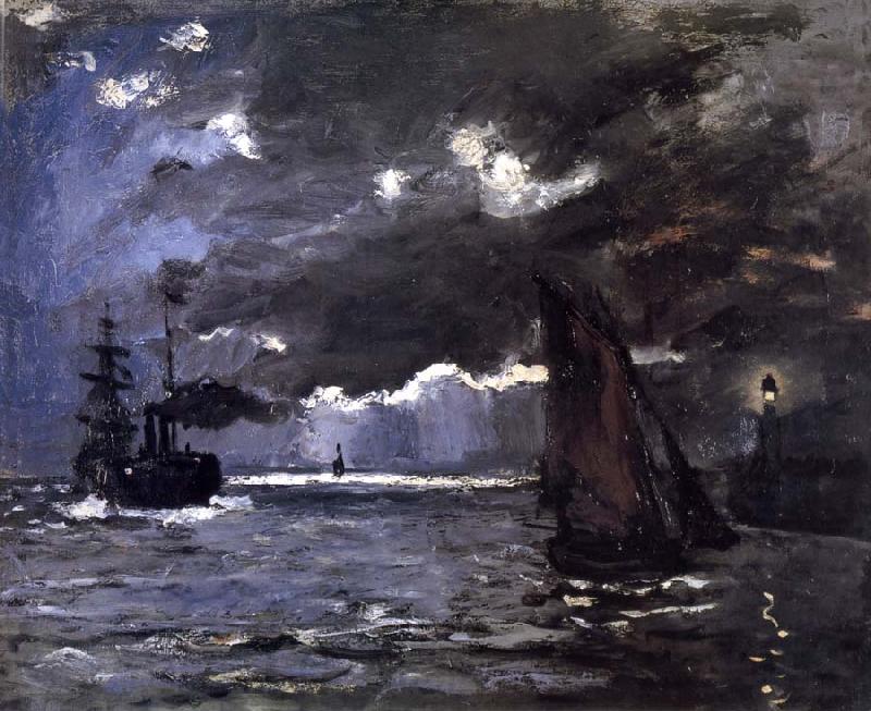 Claude Monet A Seascape,Shipping by Moonlight France oil painting art